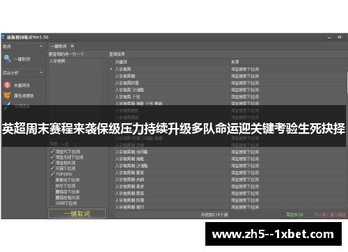 英超周末赛程来袭保级压力持续升级多队命运迎关键考验生死抉择 英超周末赛程来袭保级压力持续升级多队命运迎关键考验生死抉择